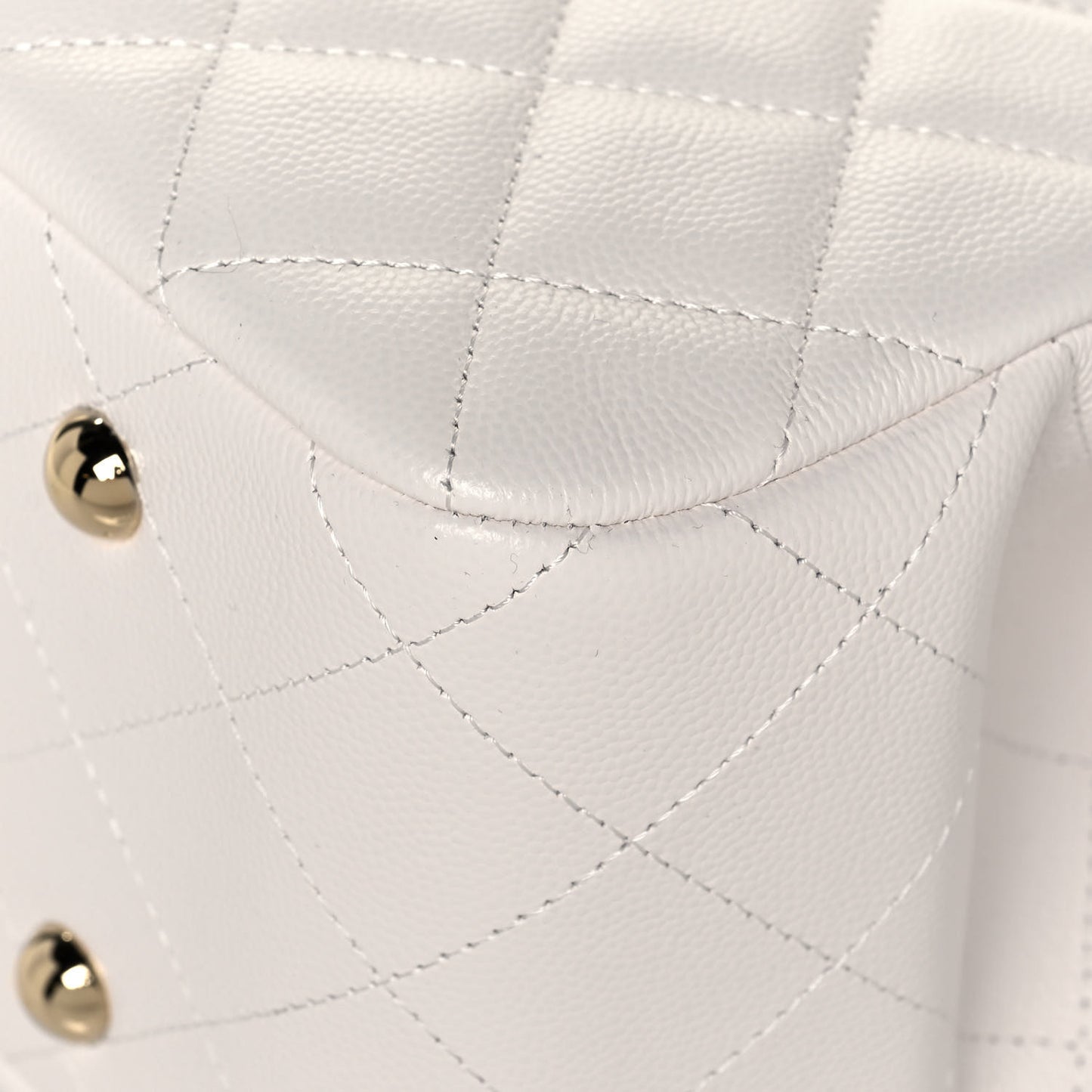 Caviar Quilted Large Classic Shopping Tote White