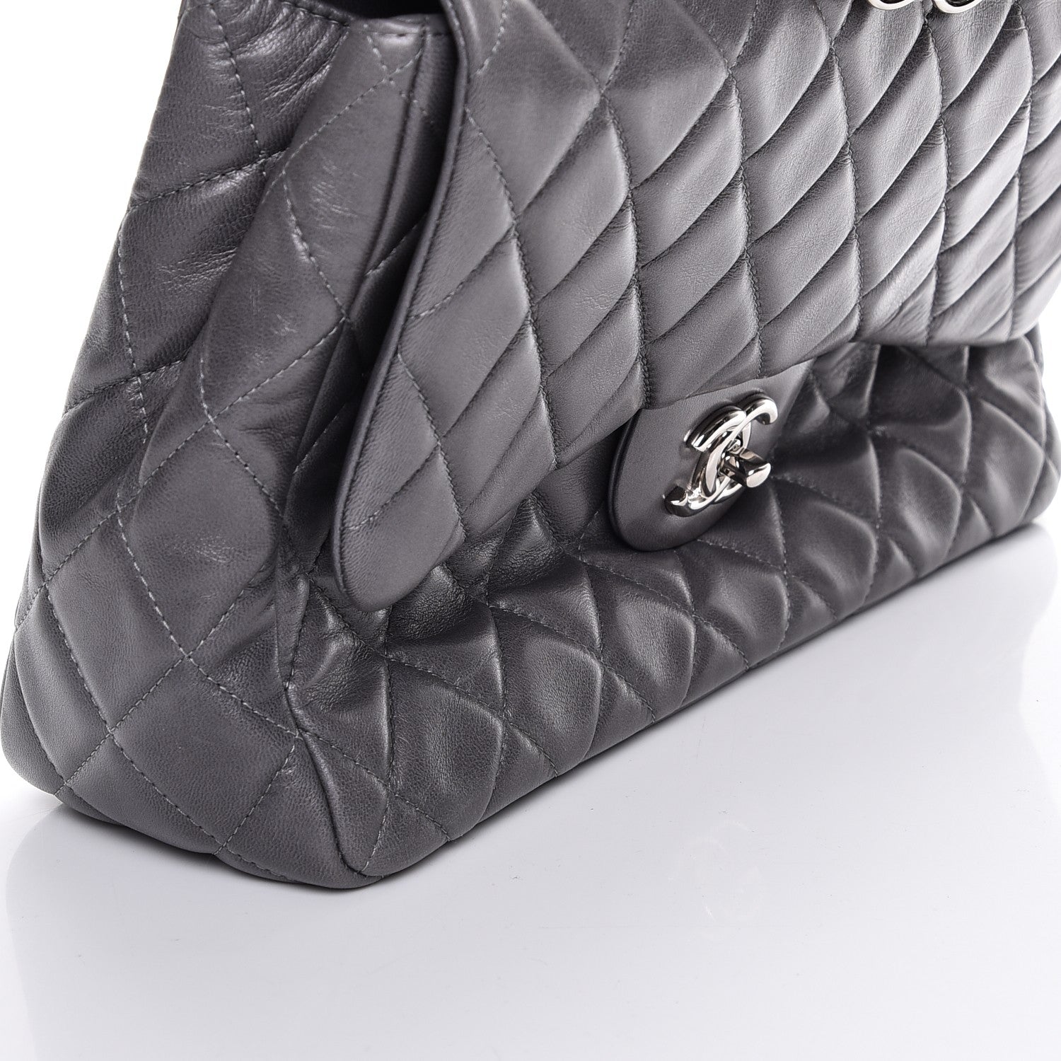 Chanel Lambskin Quilted Jumbo Single Flap Grey 6 of 12