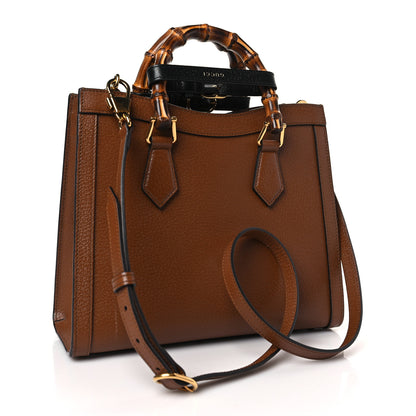 Gucci Textured Dollar Calfskin Web Small Diana Tote Bag Cuir Black 3 of 9