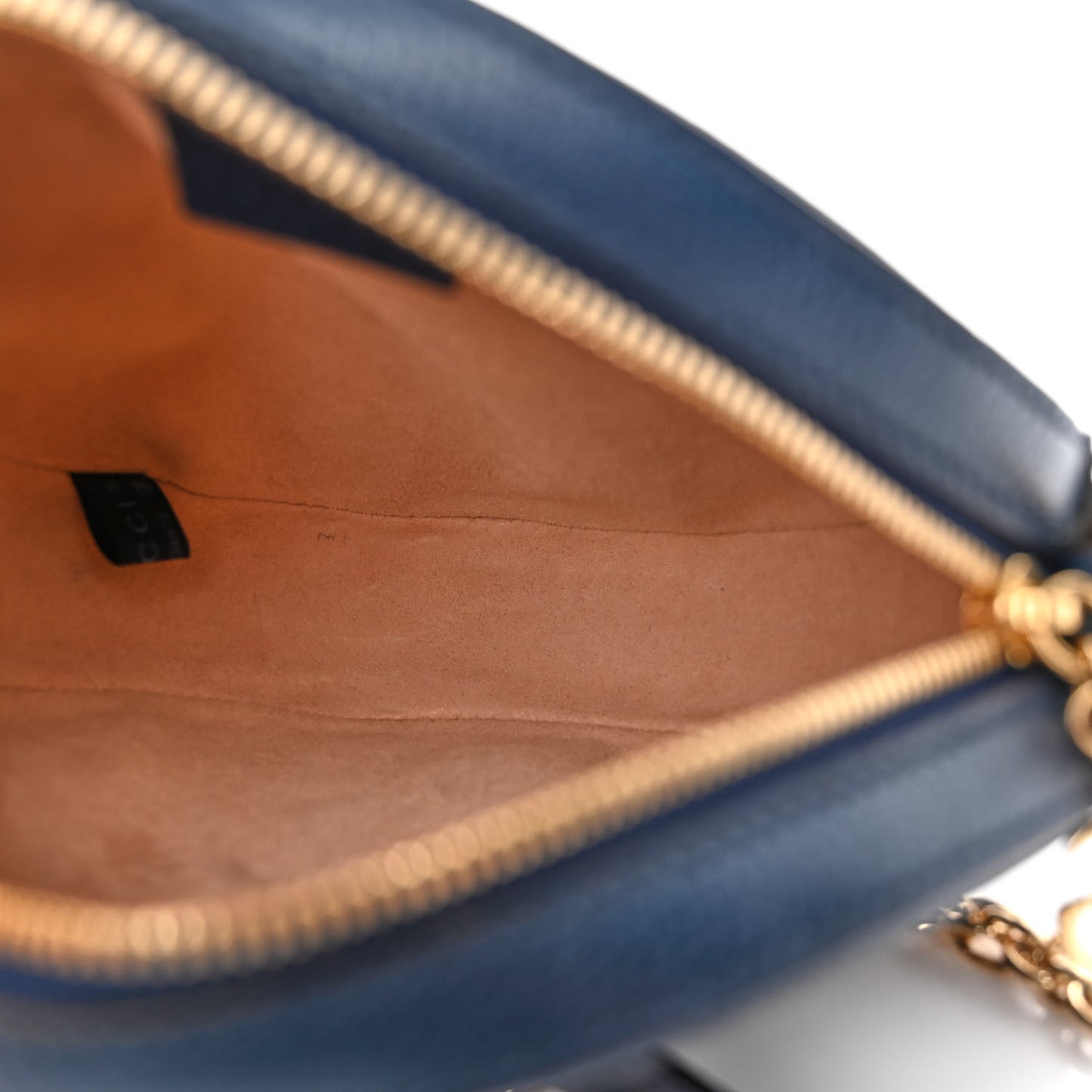 Soft Textured Calfskin Web Mini Ophidia Round Shoulder Bag Blue Agata