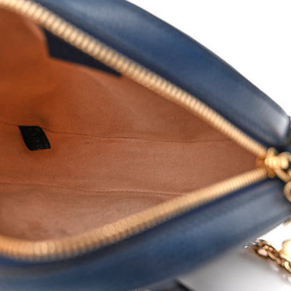 Gucci Soft Textured Calfskin Web Mini Ophidia Round Shoulder Bag Blue Agata 5 of 12