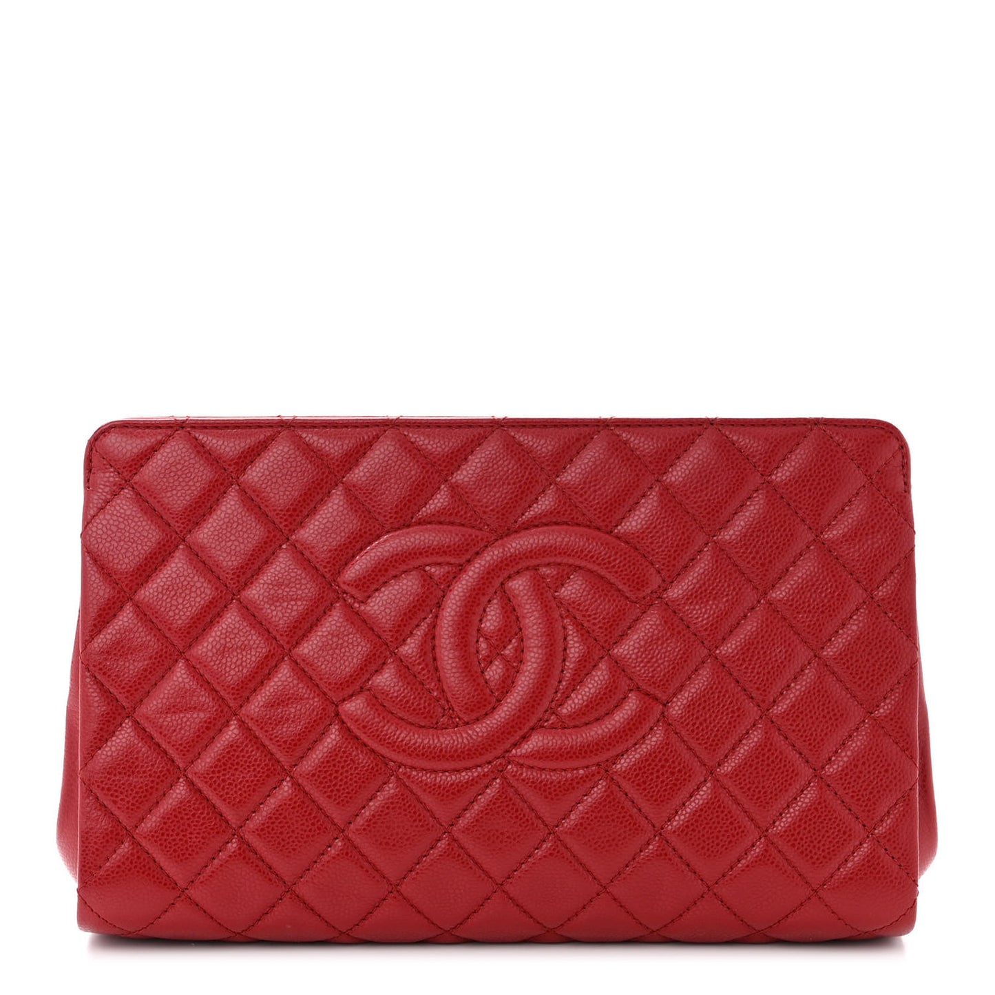 Caviar Quilted CC Large Dark Red