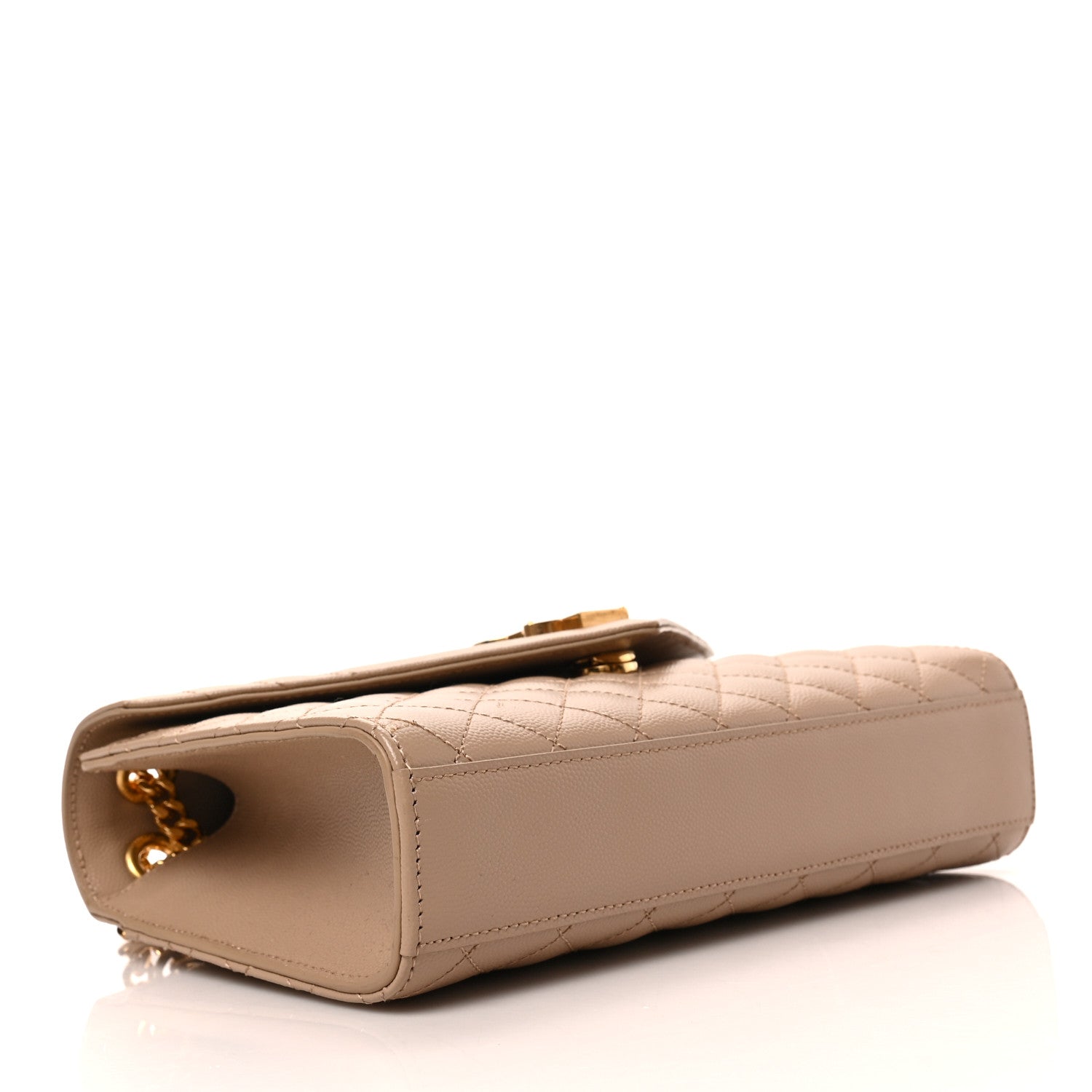 Saint Laurent Grain De Poudre Textured Mixed Matelasse Medium Triquilt Monogram Satchel Dark Beige 3 of 7