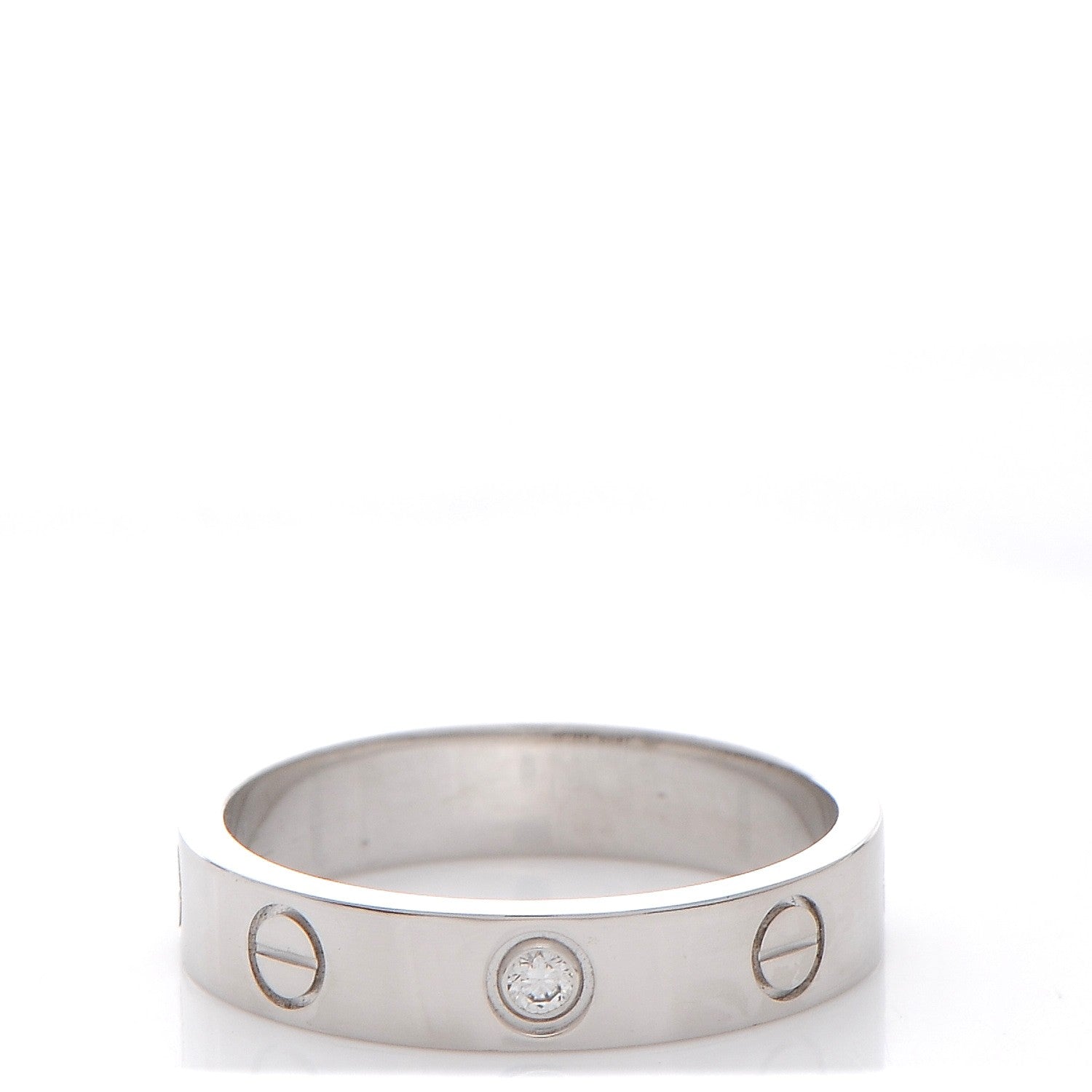 Cartier 18K White Gold Diamond 4mm LOVE Wedding Band Ring 52 6 1 of 6