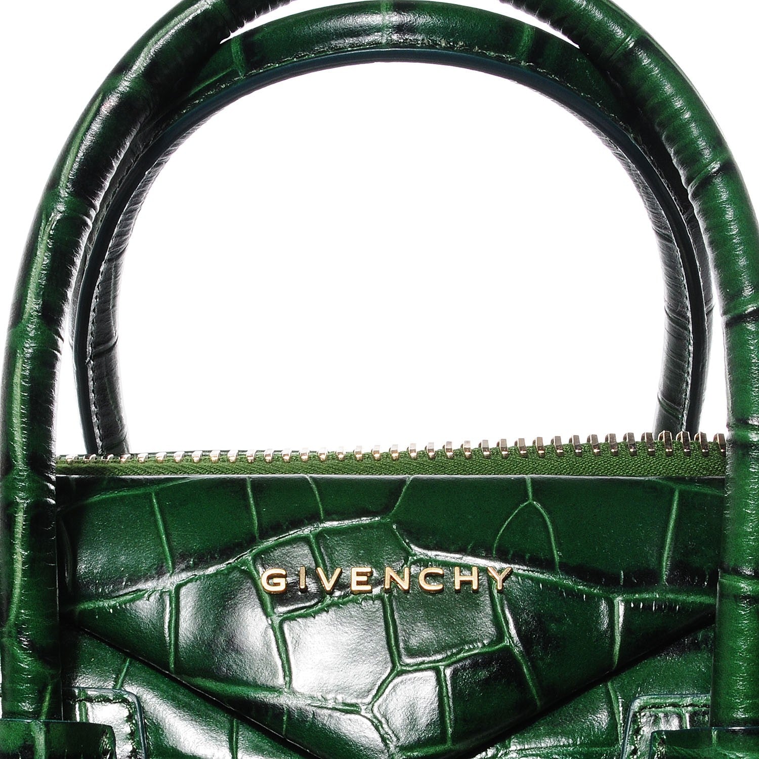 Givenchy Calfskin Crocodile Embossed Small Antigona Emerald 6 of 10