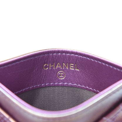 Chanel Iridescent Lambskin Quilted Card Holder Purple 6 of 9