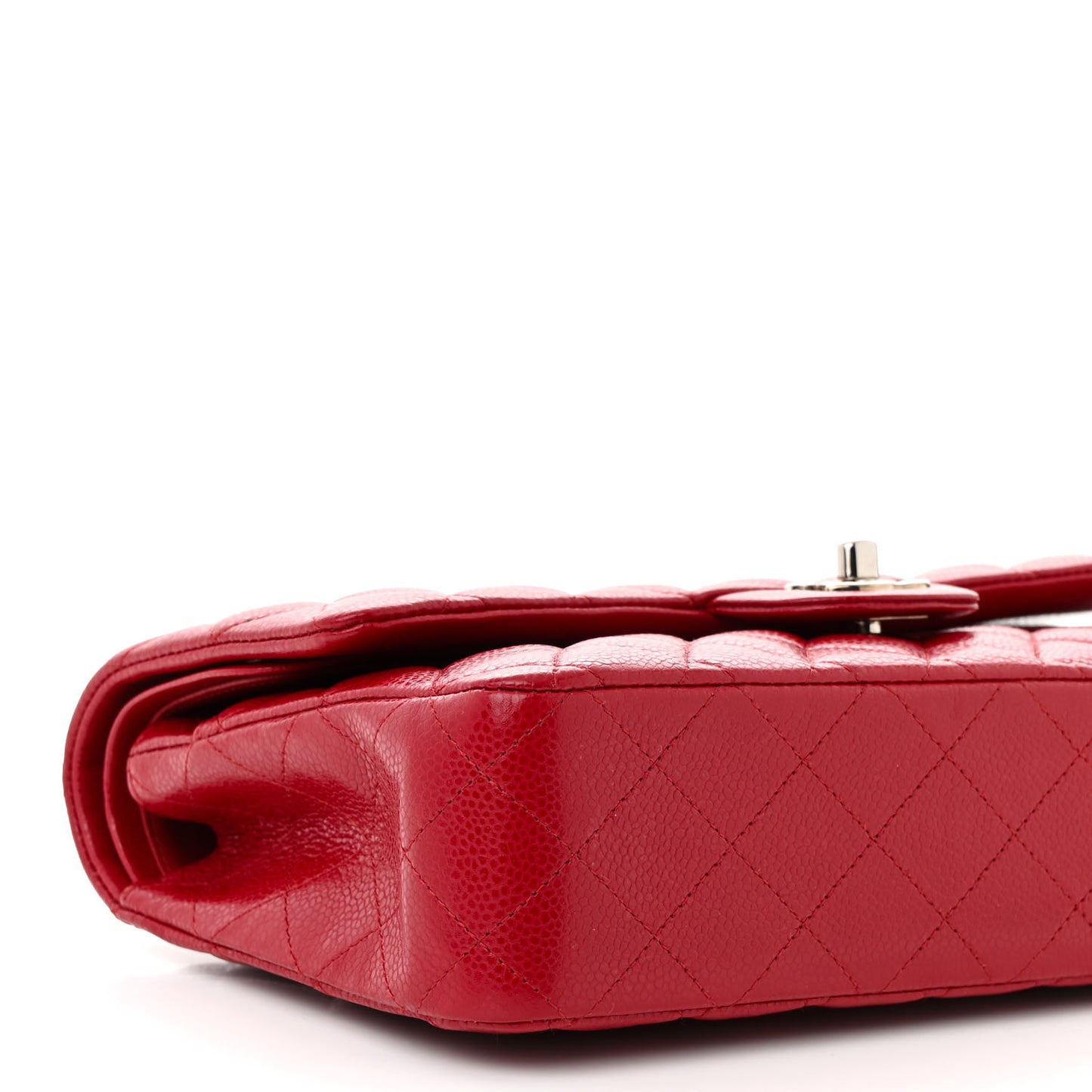 Caviar Quilted Medium Double Flap Red