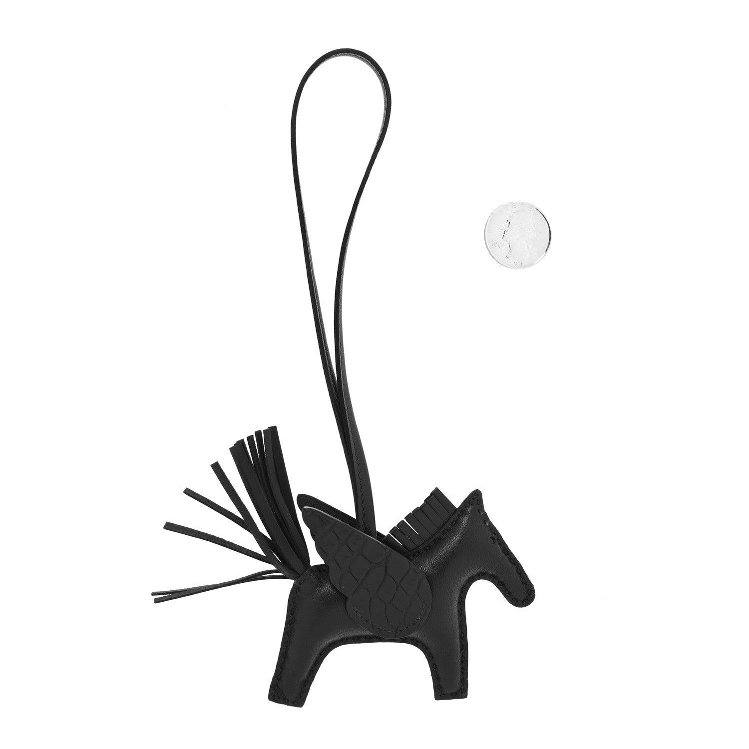 Hermes Milo Lambskin Matte Alligator Touch Grigri Rodeo Pegase Horse Bag Charm PM Black 2 of 4