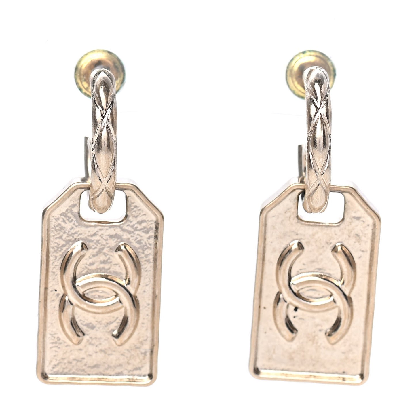 CC Tag Drop Earrings Gold