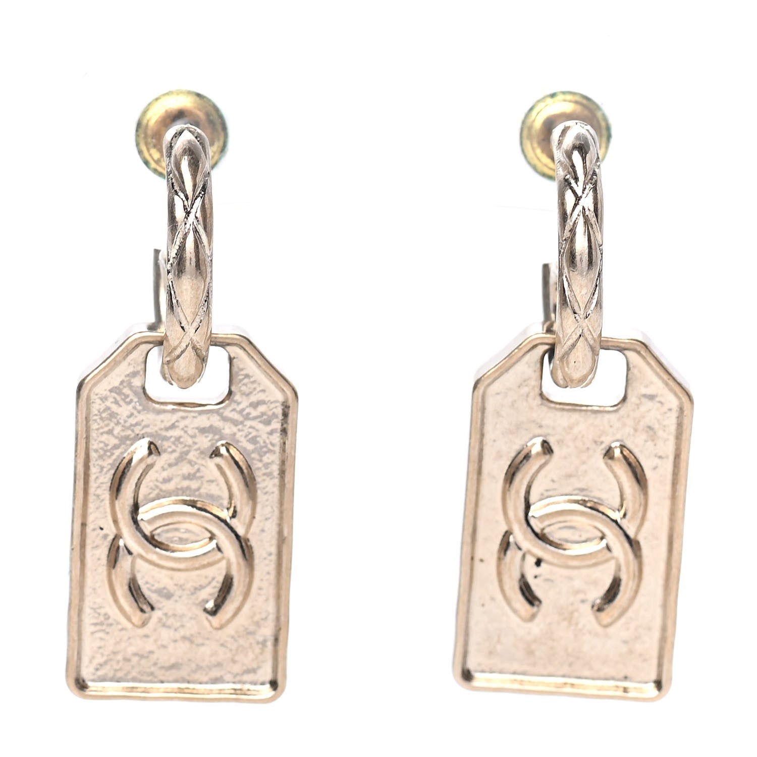 Chanel CC Tag Drop Earrings Gold 1 of 4