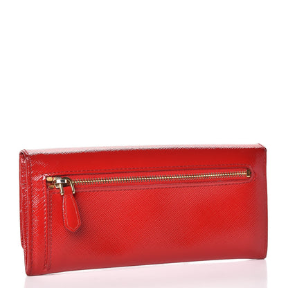 Prada Saffiano Vernice Bow Continental Wallet Rosso 3 of 9