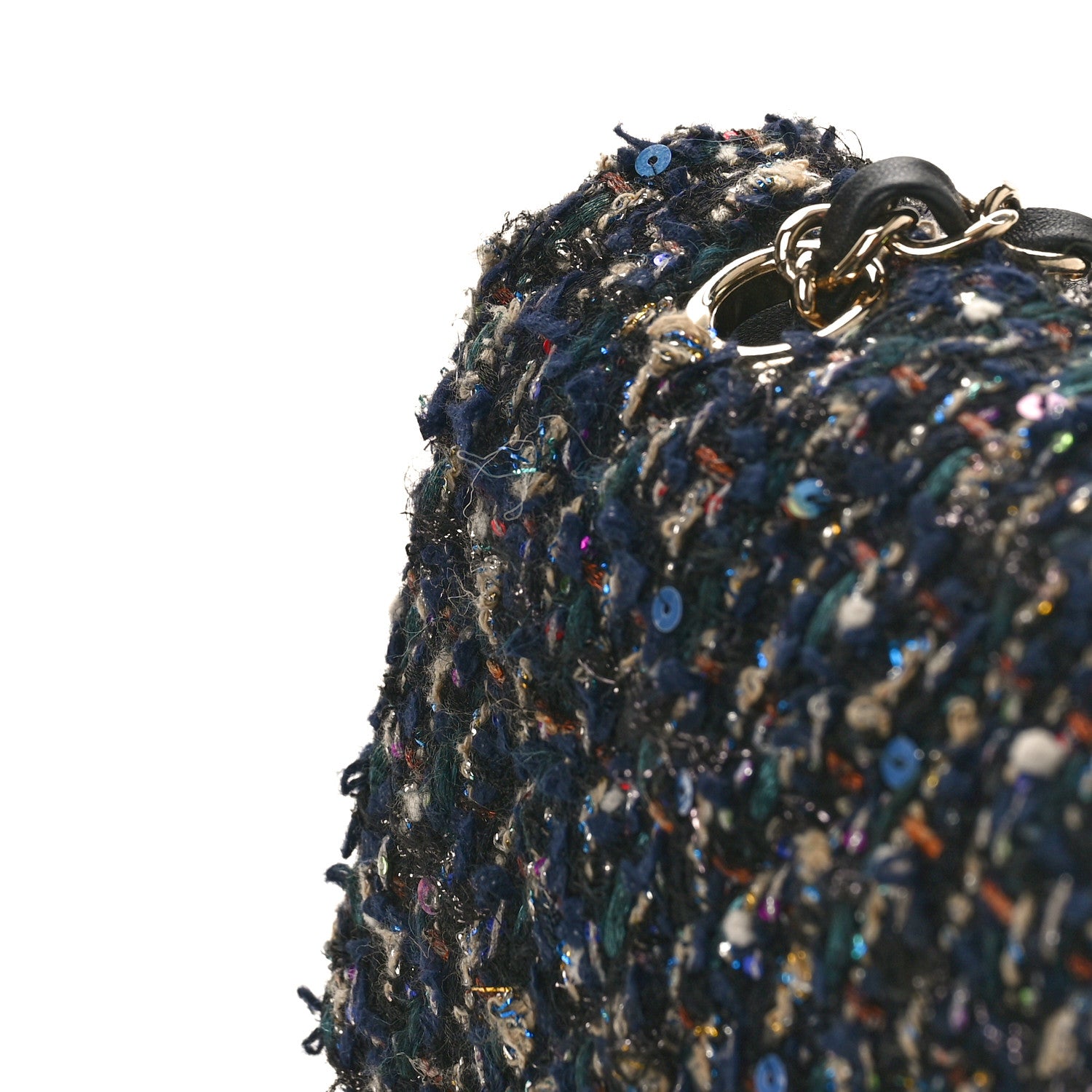 Chanel Glittered Tweed Quilted Medium Double Flap Navy Blue Multicolor 10 of 14
