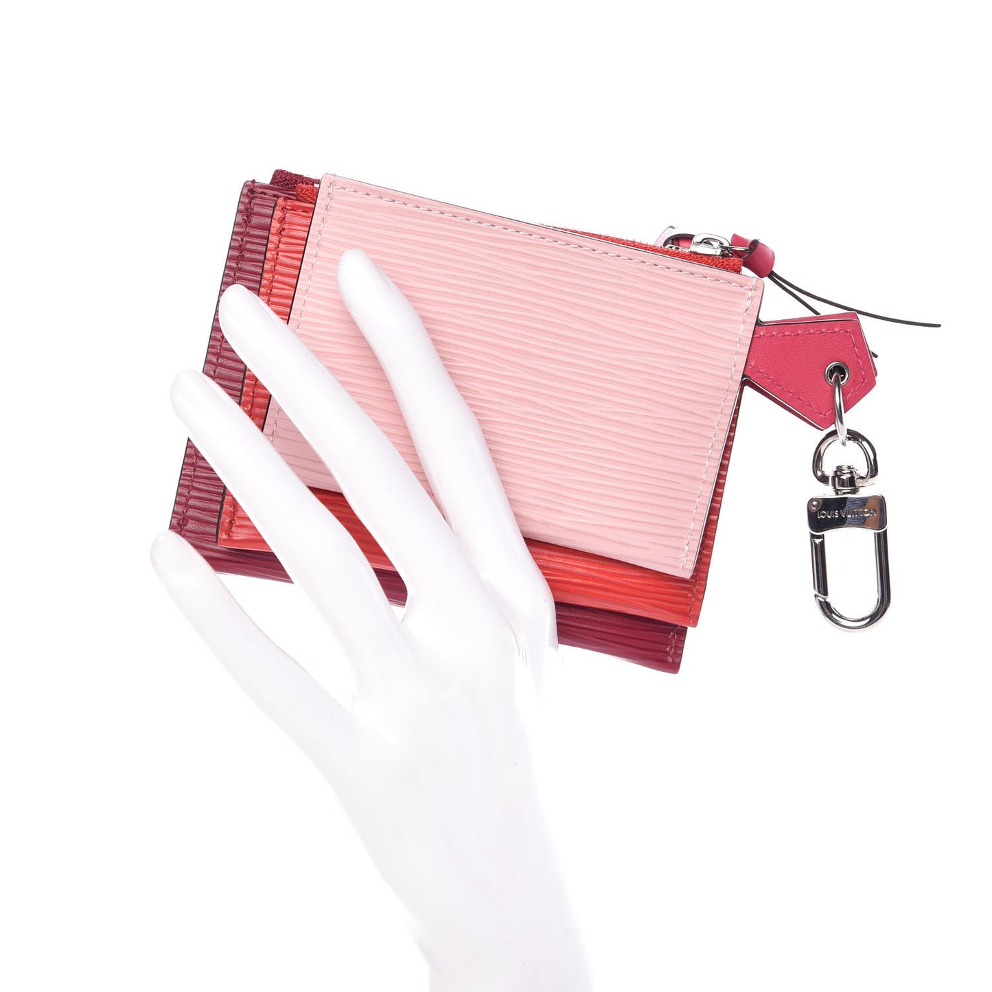Epi Trio Card Case Wallet Rose Ballerine Rouge Fuchsia