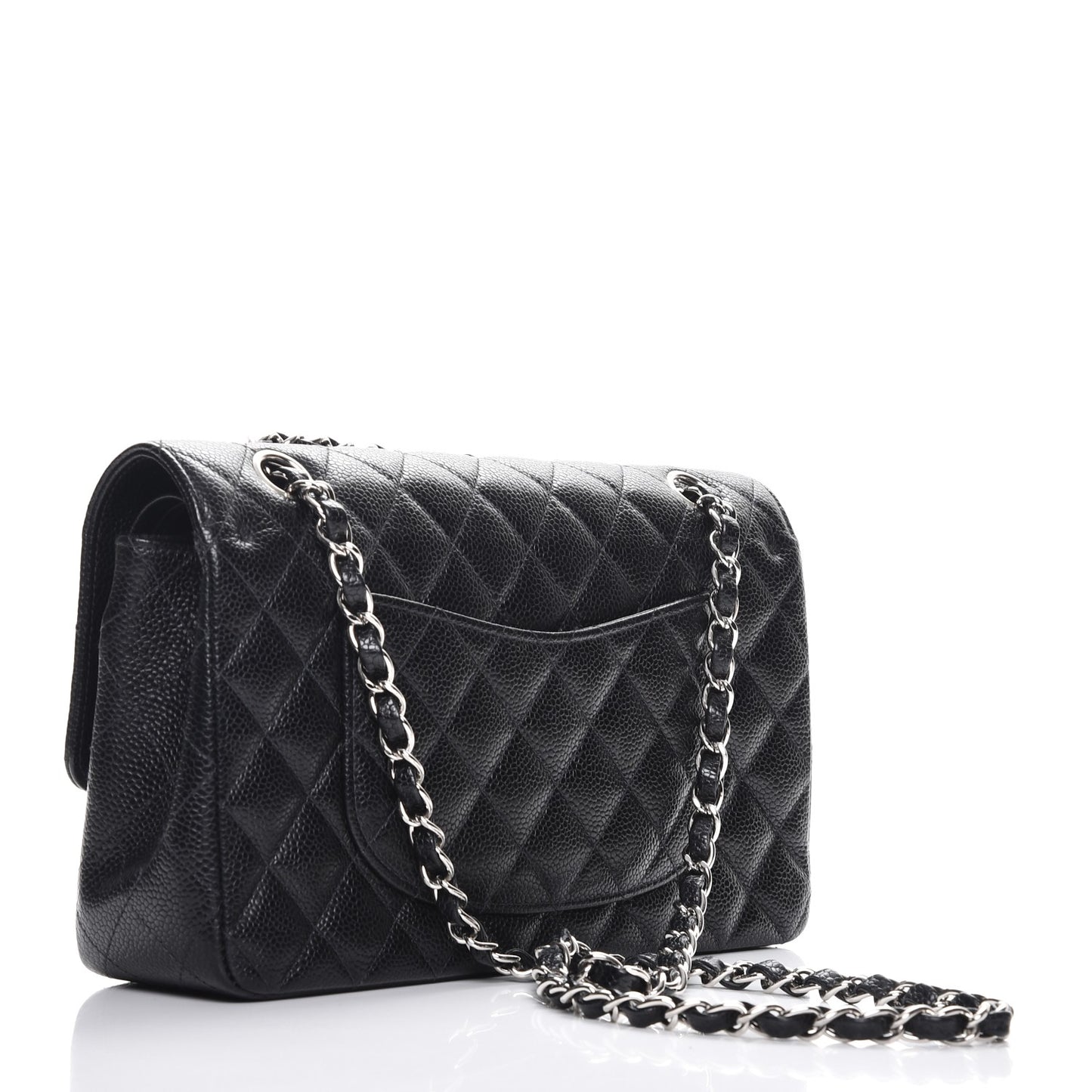 Caviar Quilted Medium Double Flap Black