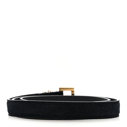 Saint Laurent Suede Calfskin Monogram Square Buckle Belt 85 34 Black 2 of 5