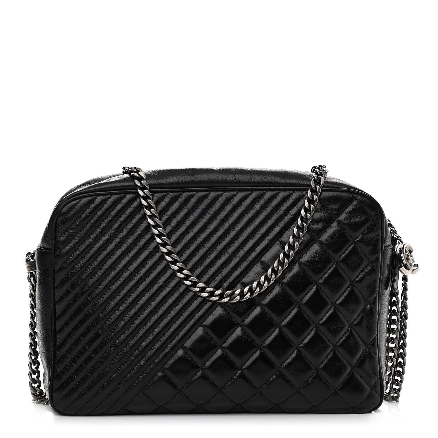 Chanel Glazed Calfskin Small Coco Boy Camera Case Black 1 of 10