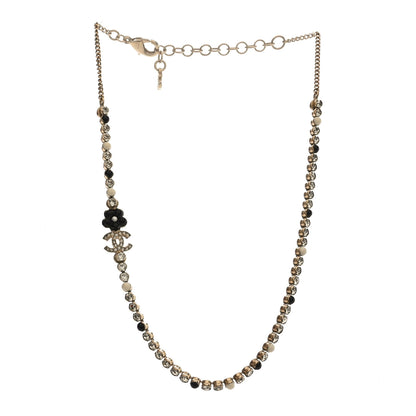 Chanel Crystal Pearl Glass Beaded CC Short Necklace Gold White Black 3 of 4