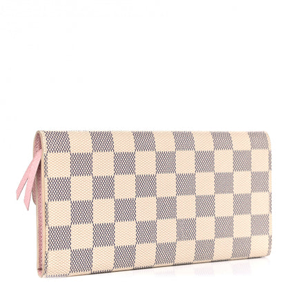 Louis Vuitton Damier Azur Emilie Wallet Rose Ballerine 2 of 8
