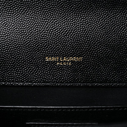 Saint Laurent Grain De Poudre Matelasse Chevron Medium Monogram Satchel Black 6 of 14