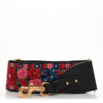 Christian Dior Lambskin Canvas Embroidered Floral Shoulder Strap Multicolor 1 of 7