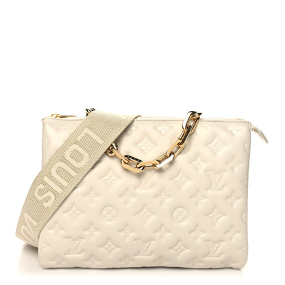 Louis Vuitton Lambskin Embossed Monogram Coussin PM Cream 1 of 11
