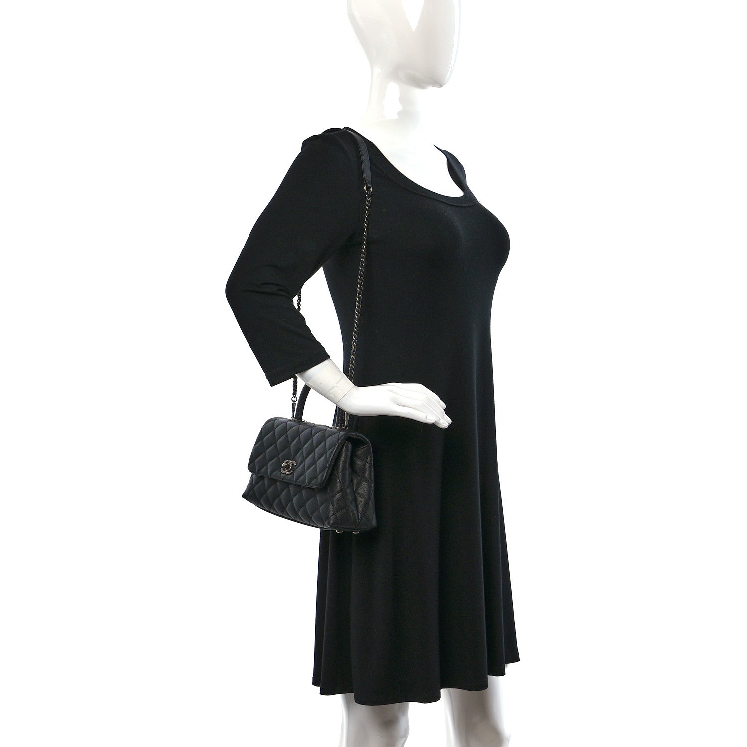 Chanel Caviar Lizard Embossed Quilted Mini Coco Handle Flap Black 2 of 12