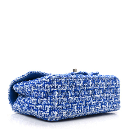Chanel Tweed Quilted Mini Rectangular Flap Blue White 3 of 7