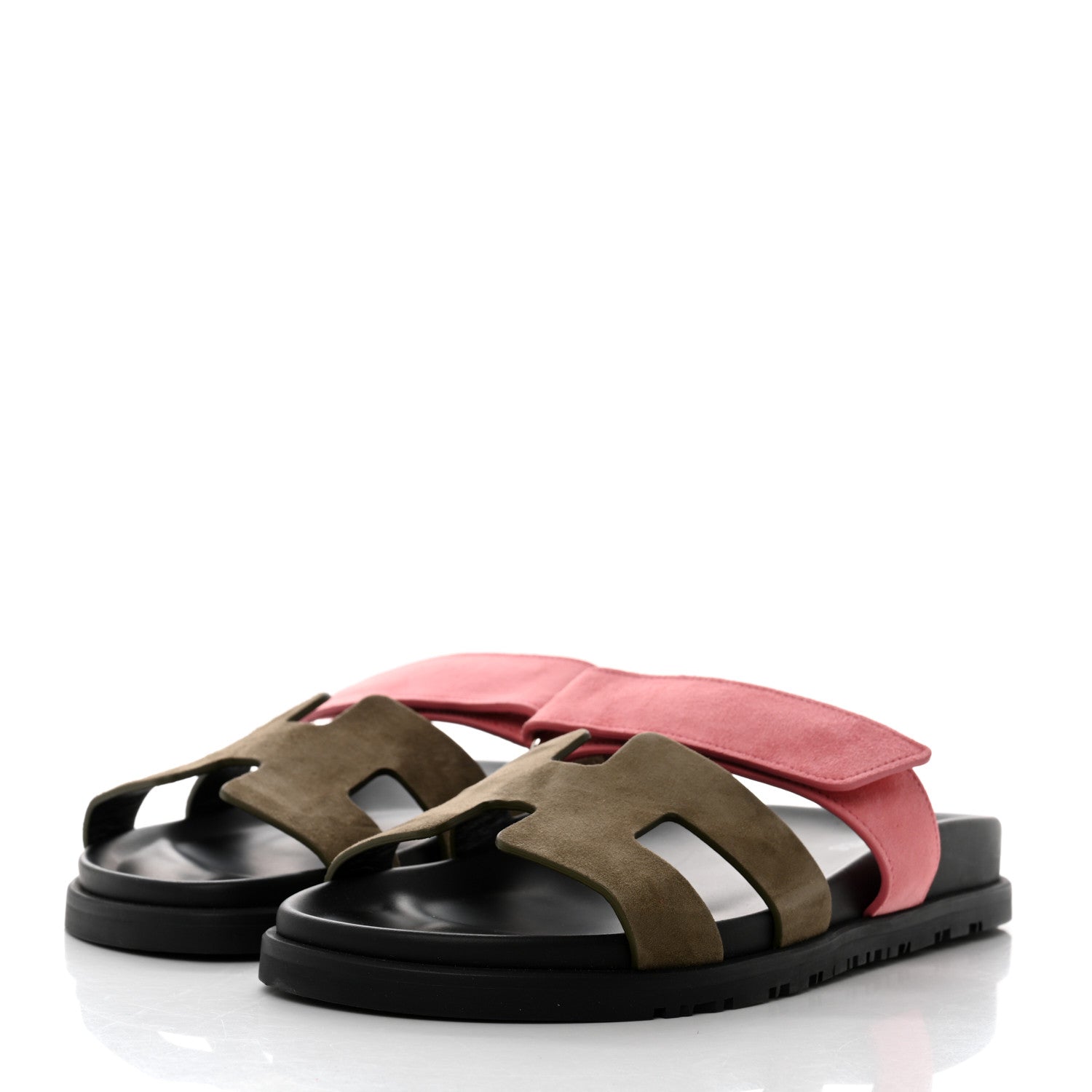 Hermes Suede Goatskin Womens Chypre Sandals 37 Toundra Rose Du Desert 3 of 9