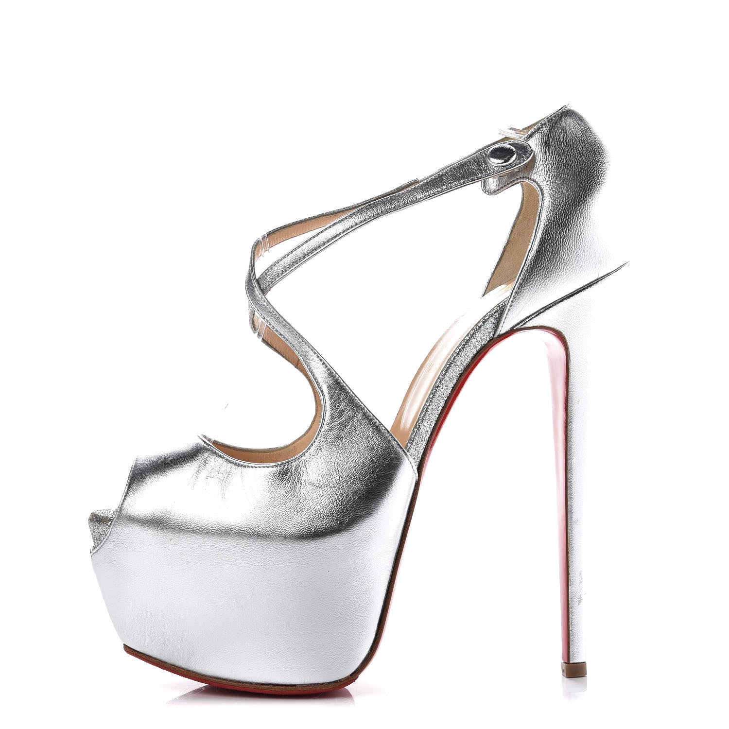 Christian Louboutin Kid Glitter Exagona 160 Pumps 41 Silver 1 of 7