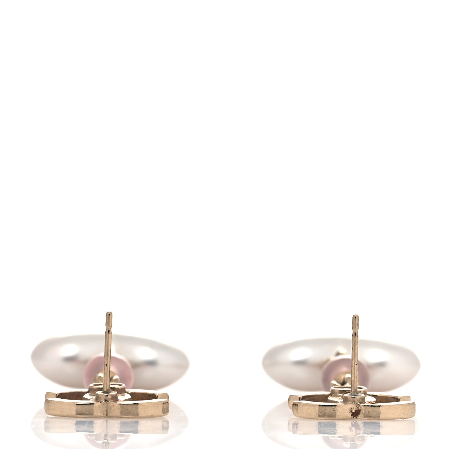 Metal Pearl Crystal Bead CC Heart Drop Earrings Pink Gold