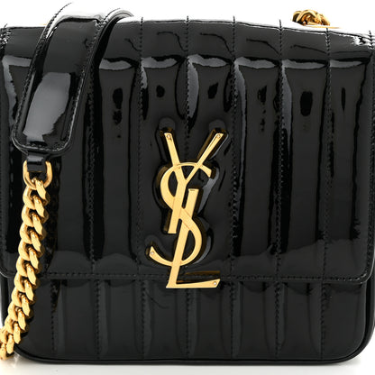Saint Laurent Patent Calfskin Matelasse Monogram Medium Vicky Chain Bag Black 7 of 10