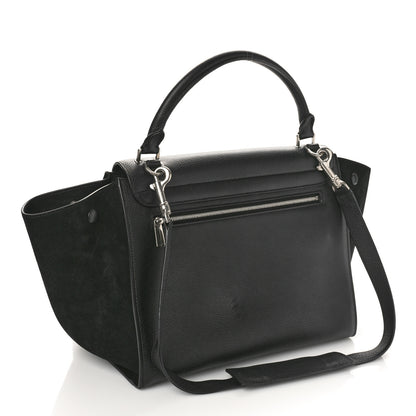 Celine Drummed Calfskin Suede Medium Trapeze Black 2 of 8
