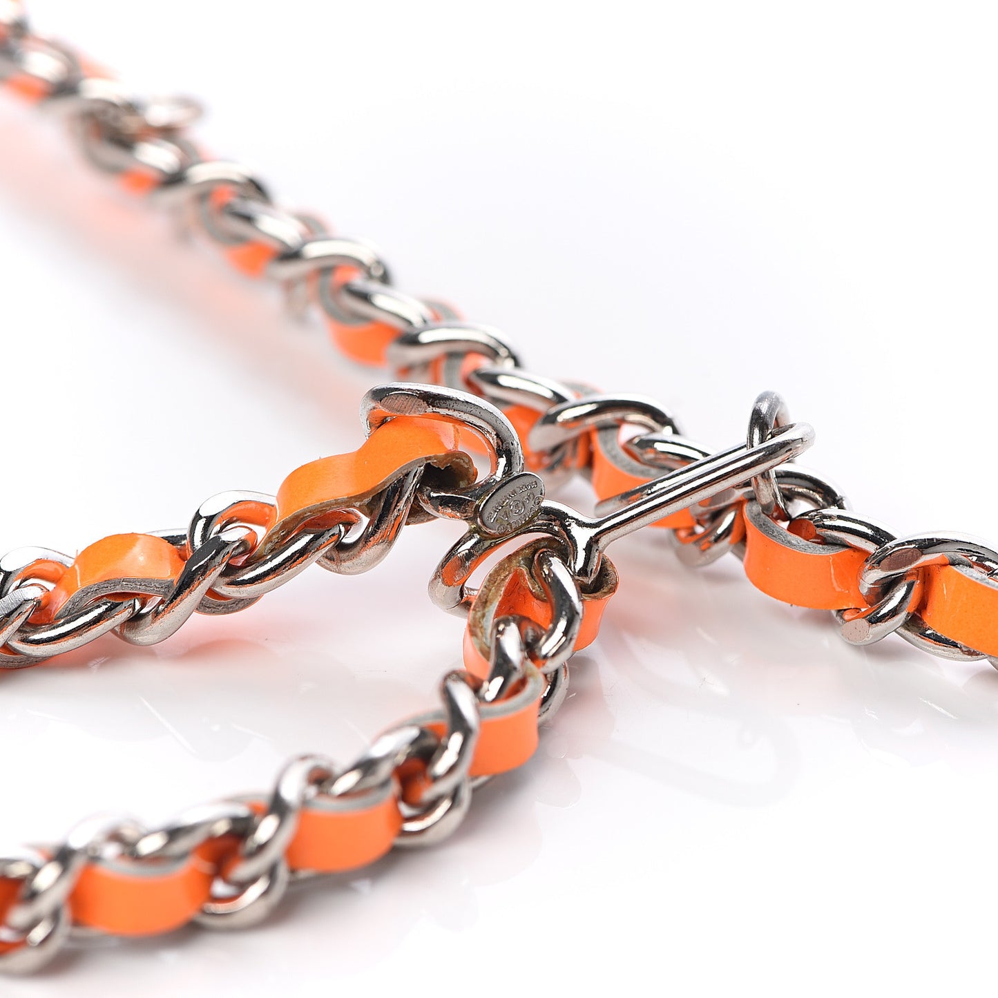 Patent Chain CC Double Strand Belt Silver Neon Orange