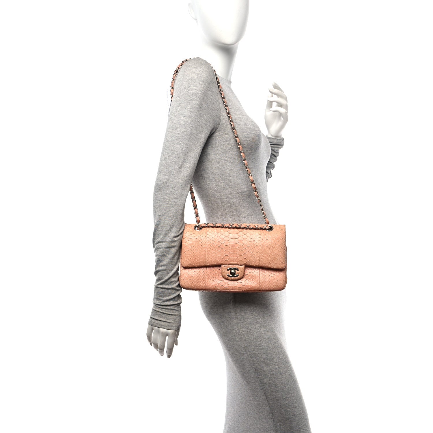 Chanel Snakeskin Medium Double Flap Pink 2 of 11