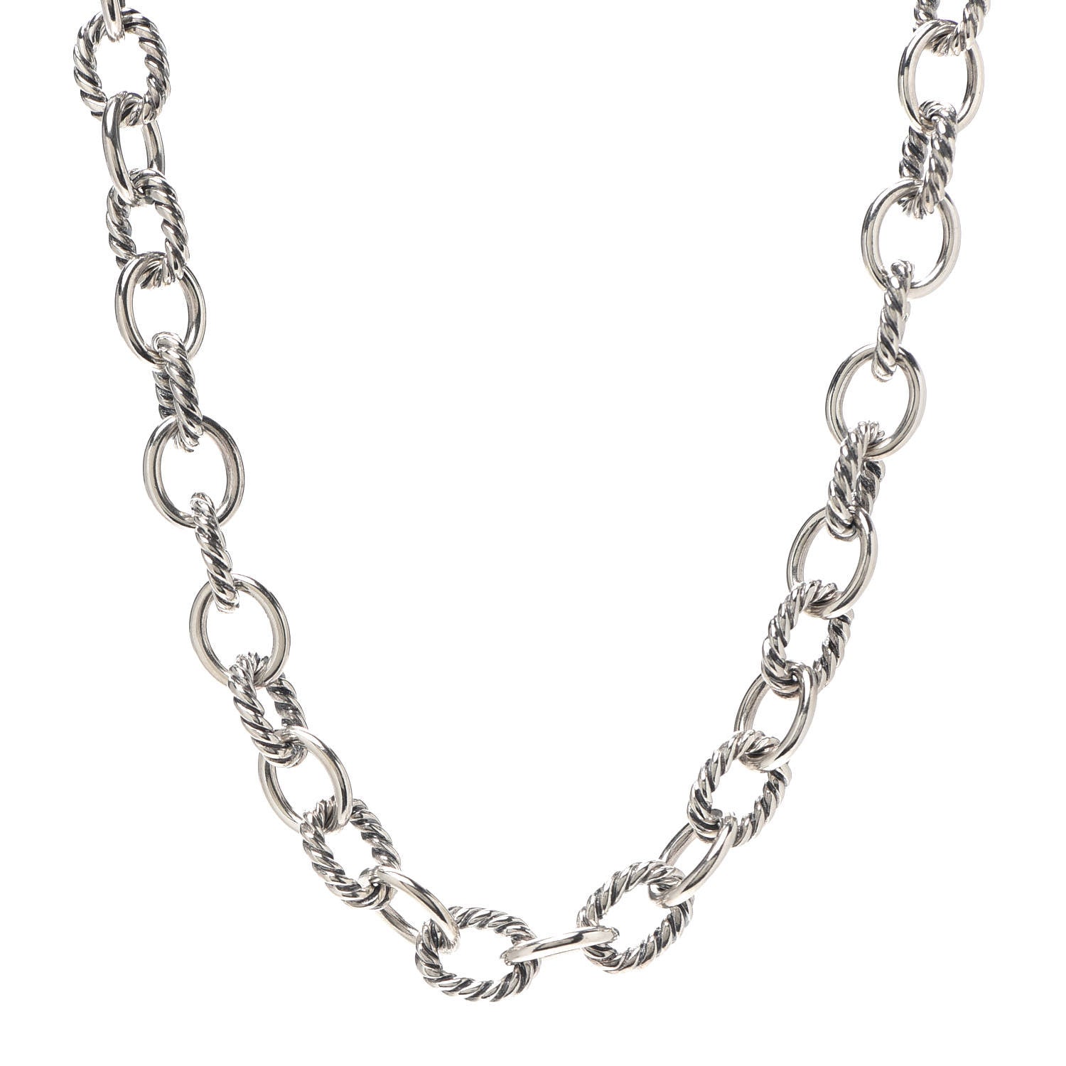 David Yurman Sterling Silver 10mm Medium Oval Link Necklace 1 of 5