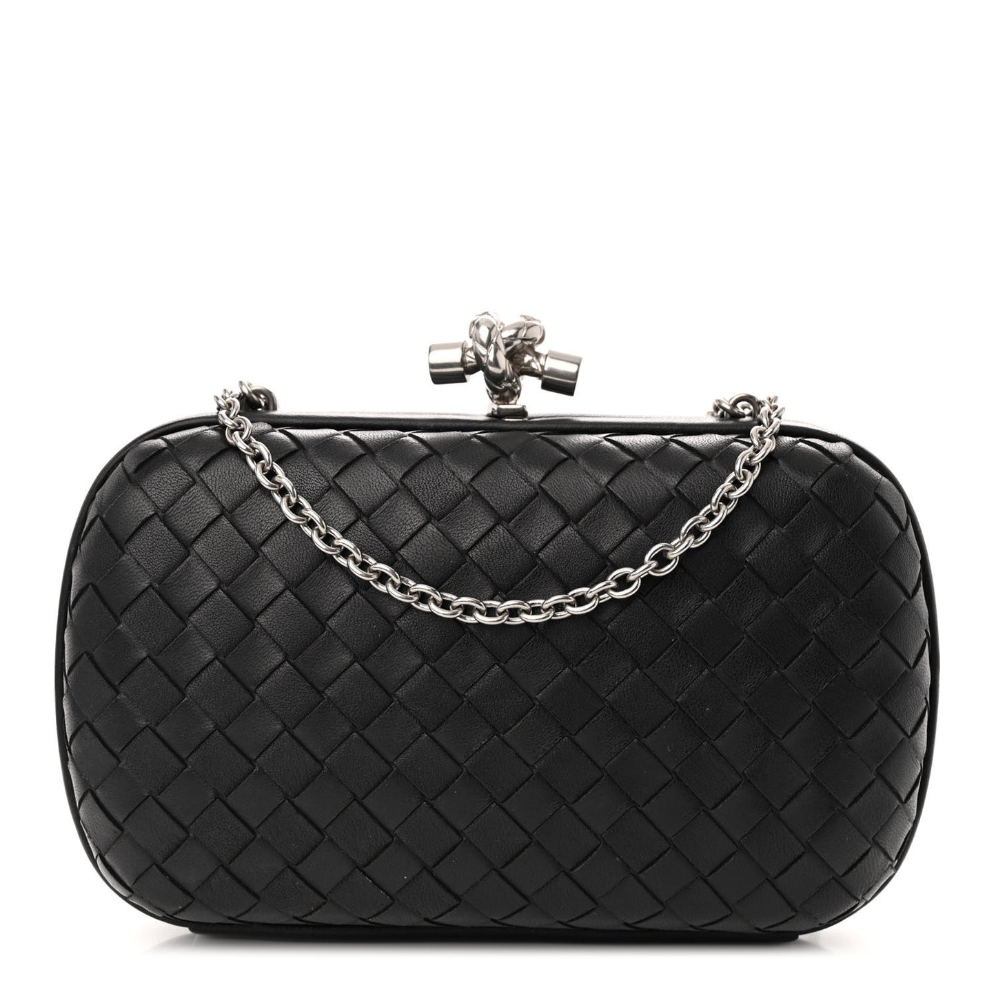 Nappa Intrecciato Chain Knot Clutch Black