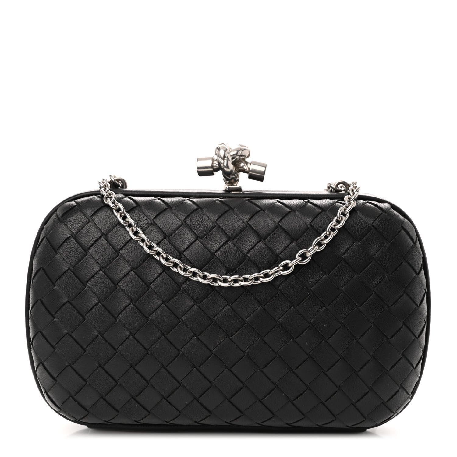 Bottega Veneta Nappa Intrecciato Chain Knot Clutch Black 1 of 9
