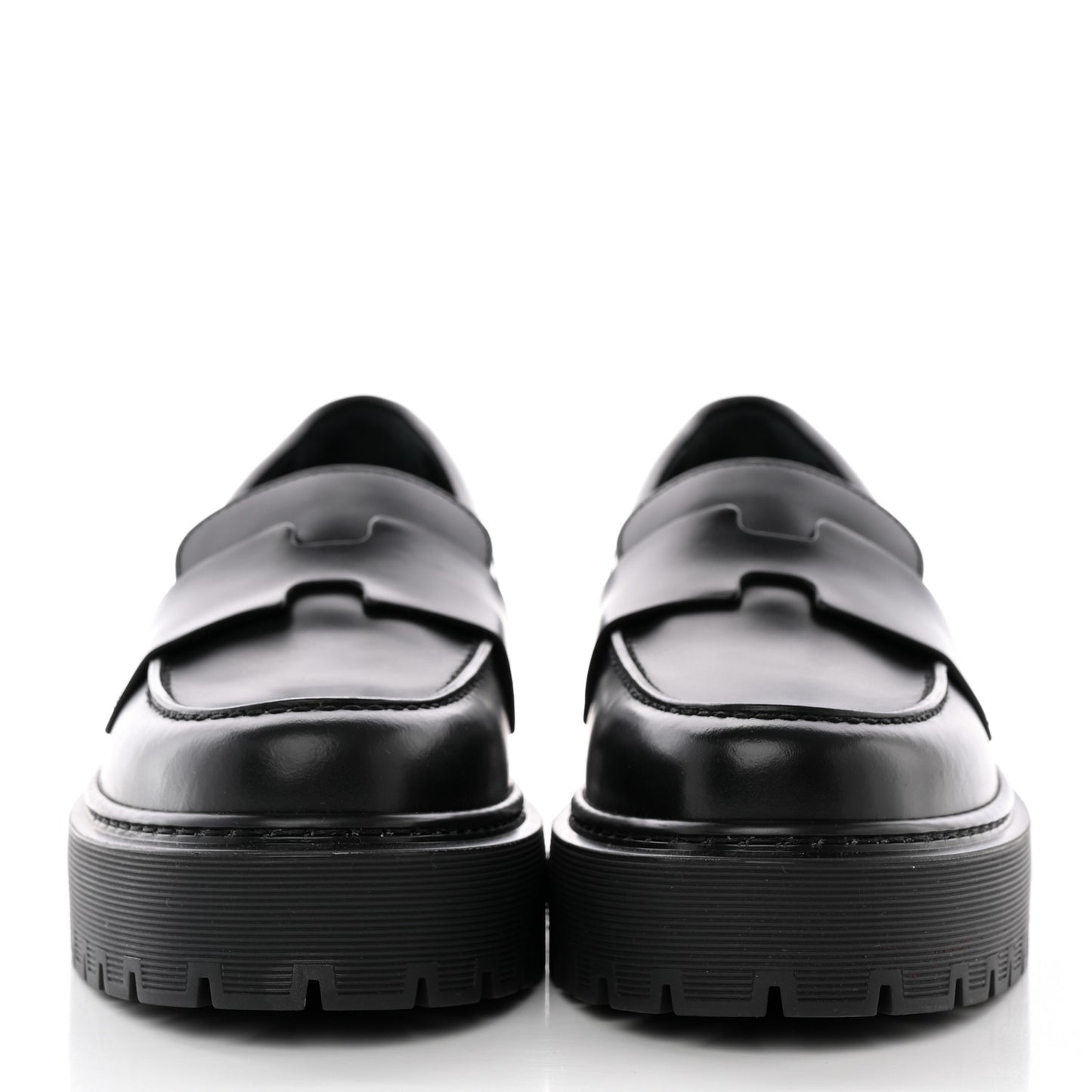 Glazed Calfskin Womens Hitch Loafers 35 Black