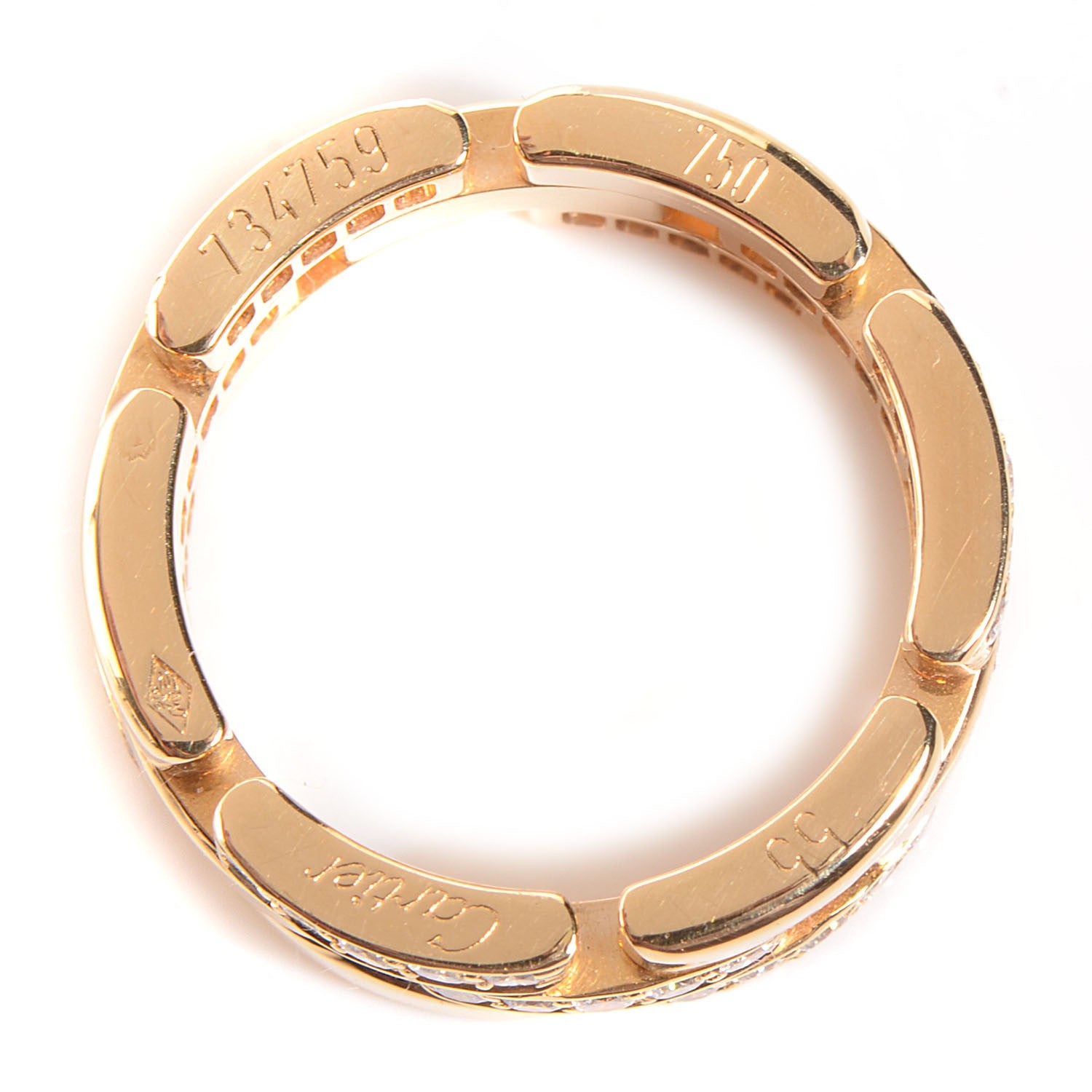 Cartier 18K Yellow Gold Diamond Maillon Panthere Ring 55 US 7.25 3 of 5