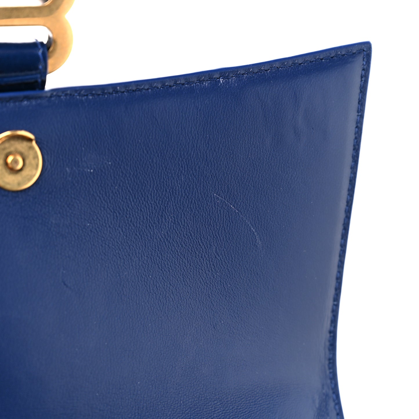 Shiny Calfskin Crocodile Embossed Small Hourglass Top Handle Bag Navy