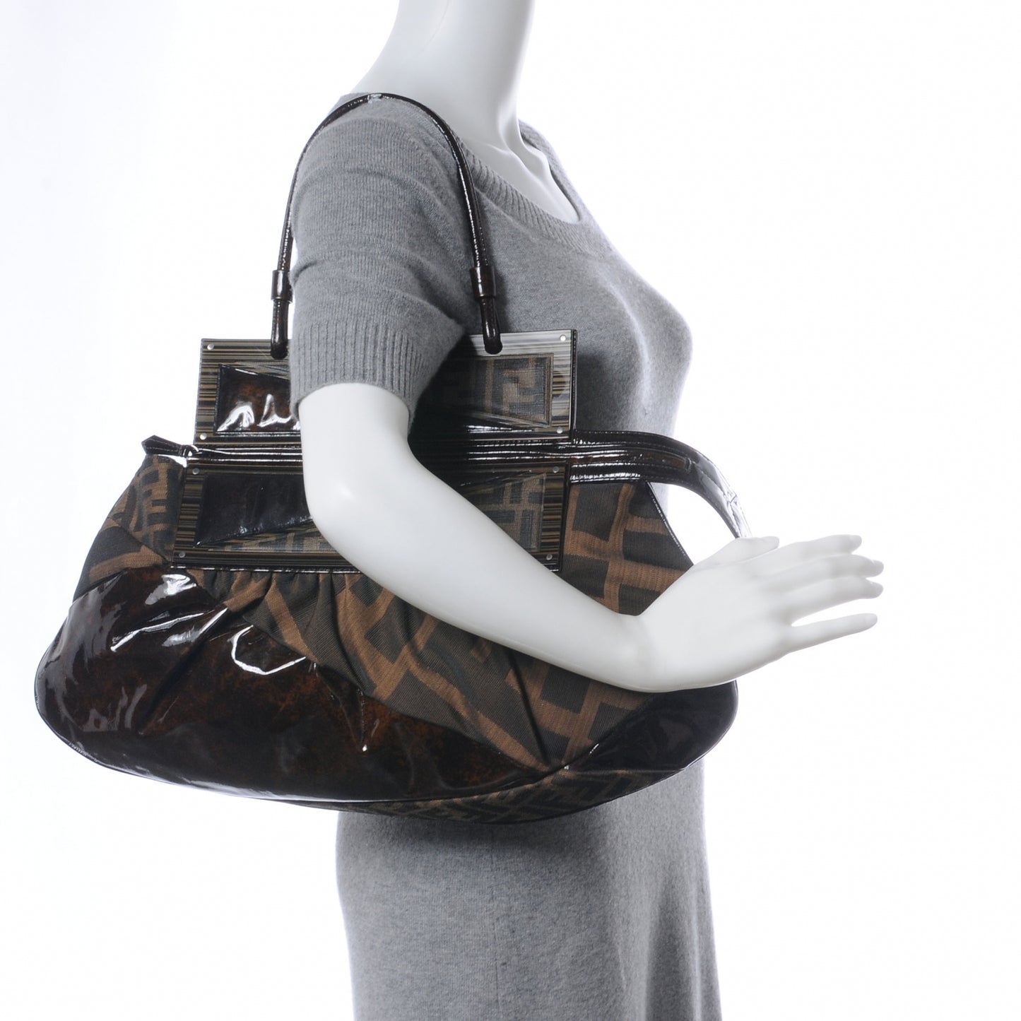Zucca Spalmati Patent To You Convertible Clutch Tobacco