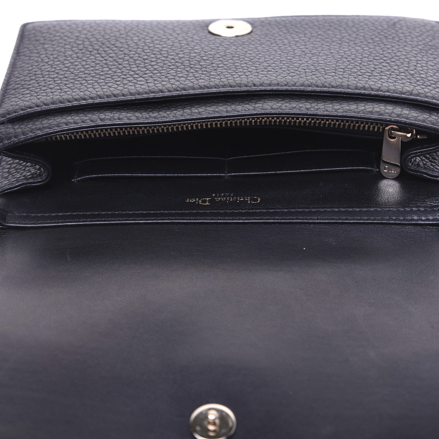 Christian Dior Grained Calfskin Diorama Wallet on Chain Pouch Black 12 of 14