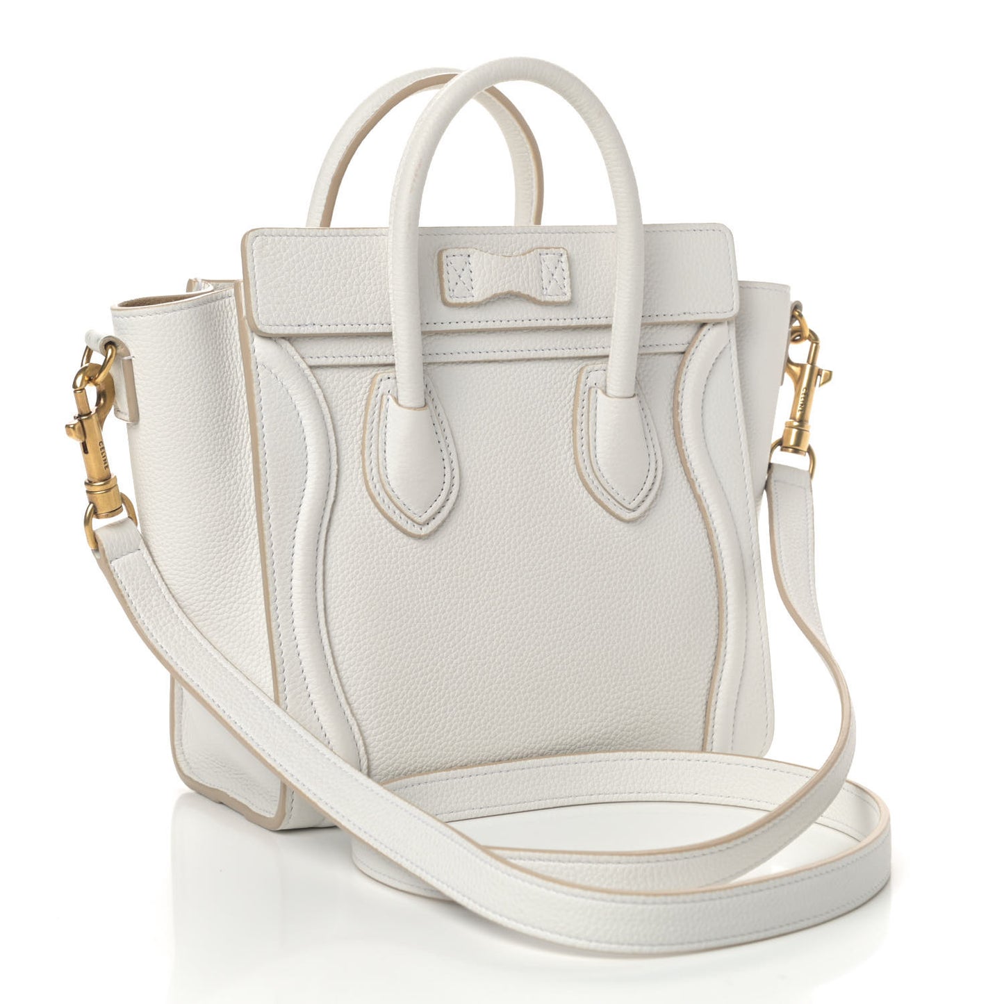 Drummed Calfskin Nano Luggage Optic White