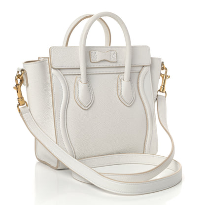 Celine Drummed Calfskin Nano Luggage Optic White 2 of 4