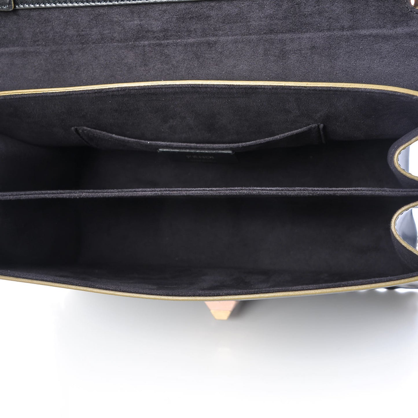 Vitello Liberty Scalloped Studded Kan I Shoulder Bag Black
