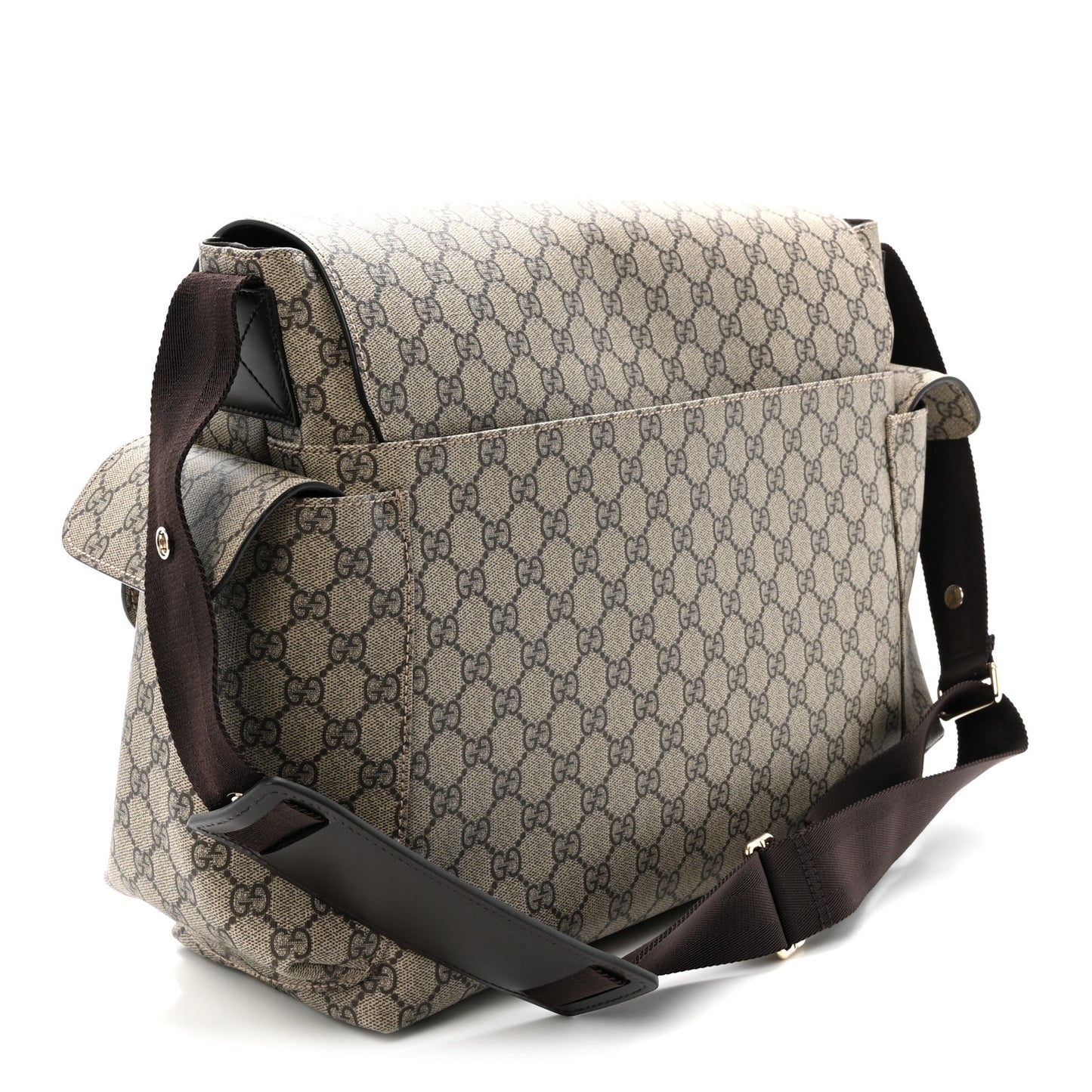 GG Plus Monogram Messenger Diaper Bag Dark Brown