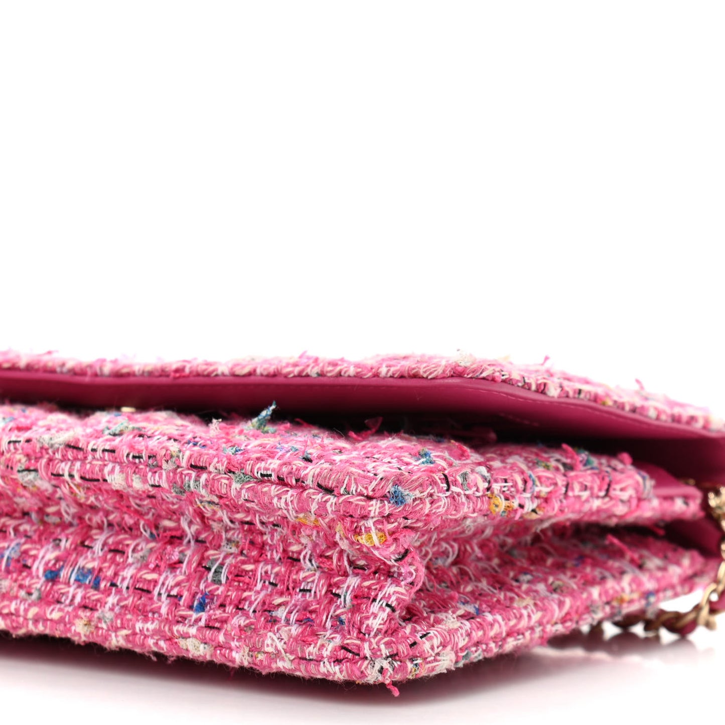 Tweed Quilted Wallet On Chain WOC Pink Blue White
