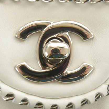 Chanel Lambskin Quilted Madison Chain Trim East West Flap White 5 of 9