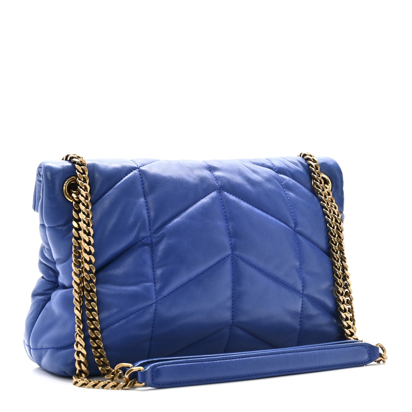 Lambskin Quilted Small Loulou Puffer Monogram Chain Satchel Majorele Blue
