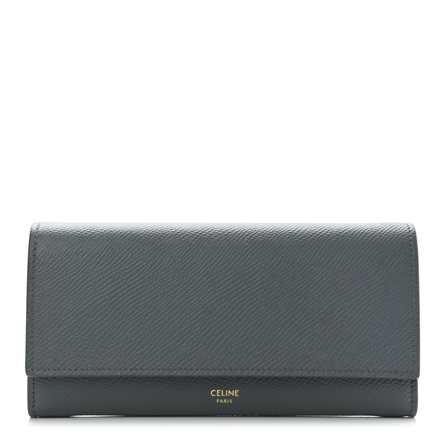 Grained Calfskin Large Flap Wallet Medium Grey